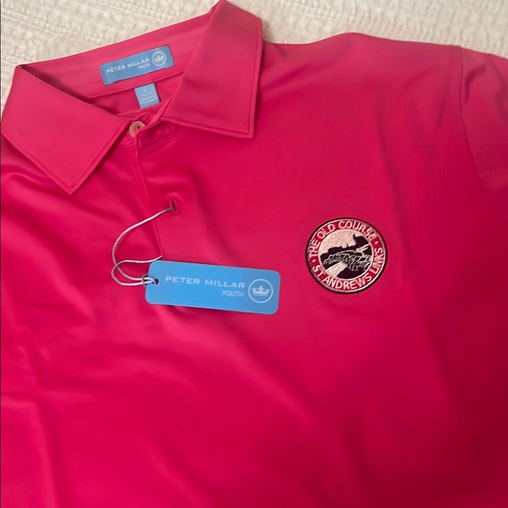 NWT Peter Millar Youth St. Andrews Golf Polo
